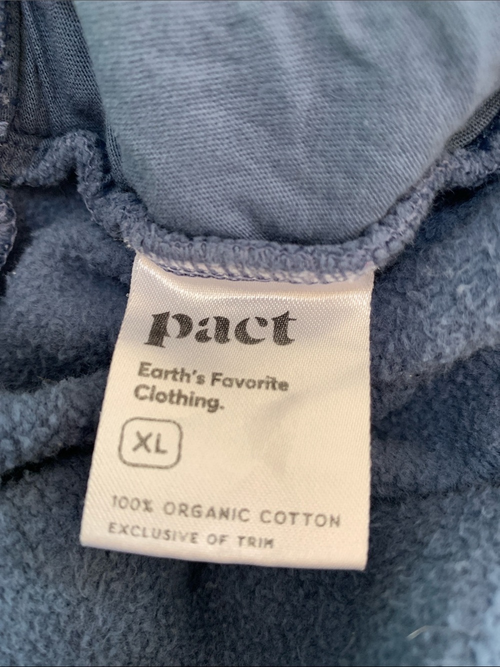 Pact Organic Cotton Brushed Fleece Sweatpants Cropped Blue Size XL - Picture 7 of 8